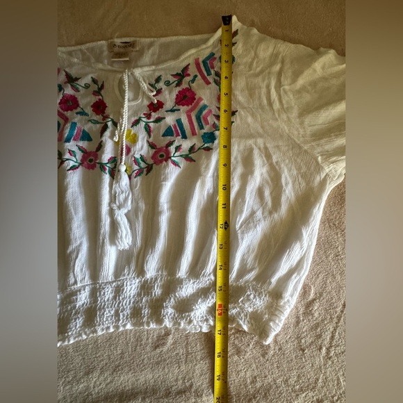 Passport White Blouse with Colorful Embroidery Size XL - Picture 7 of 9